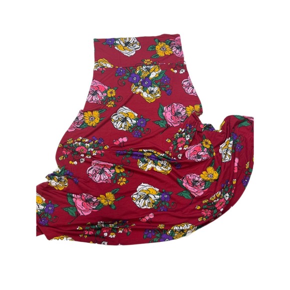 LuLaRoe Dresses & Skirts - Large LuLaRoe Maxi Skirt big Floral on red Cottony fits 12/14